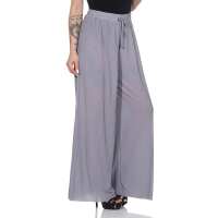 Damen Sommer Chiffon Hose Sommer Strandhose Lässig Grau L/XL