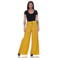 Damen Sommer Chiffon Hose Sommer Strandhose Lässig Senf S/M