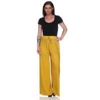 Damen Sommer Chiffon Hose Sommer Strandhose Lässig Senf S/M