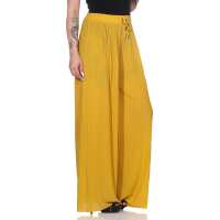 Damen Sommer Chiffon Hose Sommer Strandhose Lässig Senf S/M