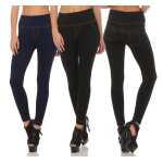 Damen Leggings Denim-Look Hohe Taille Jeans Skinny Röhre, S M L XL 2XL
