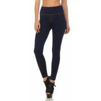 Damen Leggings Denim-Look Hohe Taille Jeans Skinny Röhre; Blau XL/2XL