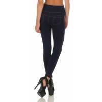 Damen Leggings Denim-Look Hohe Taille Jeans Skinny Röhre; Blau XL/2XL