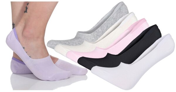 6 12 Paar Damen Füßlinge Ballerina Unsichtbare Sneaker Sport Socken mit Rutschfest Silikon,