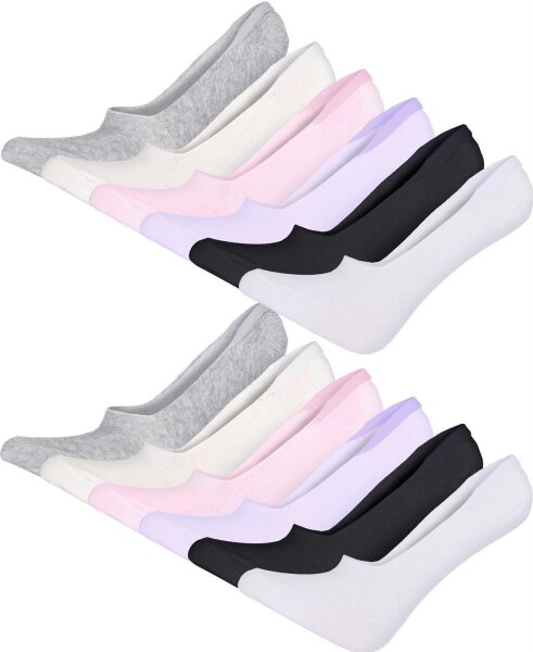 12 Paar Damen Füßlinge Ballerina Unsichtbare Sneaker Sport Socken mit Rutschfest Silikon, 12 Paar, Mix/35-38