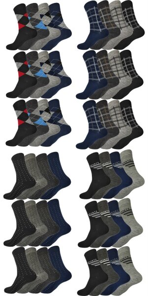 12 Paar Herren Socken Muster klassischer Form Freizeit Sport