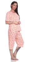 Damen Pyjama 2 teiliger Schlafanzug Hausanzug 3/4 Sommer; M L XL 2XL