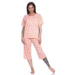 Damen Pyjama 2 teiliger Schlafanzug Hausanzug 3/4 Sommer; M L XL 2XL