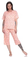 Damen Pyjama 2 teiliger Schlafanzug Hausanzug 3/4 Sommer; Aprikose/XL/42