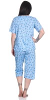 Damen Pyjama 2 teiliger Schlafanzug Hausanzug 3/4 Sommer; Blau/XL/42