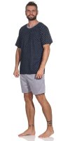 Herren Pyjama Short und Tshirt Schlafanzug Nachthemd, Navi/M