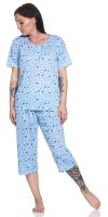 Damen Sommer Pyjama 2 teilig Schlafanzug 3/4 Hose; M L XL...