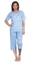 Damen Sommer Pyjama 2 teilig Schlafanzug 3/4 Hose; M L XL 2XL