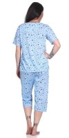 Damen Sommer Pyjama 2 teilig Schlafanzug 3/4 Hose; M L XL 2XL