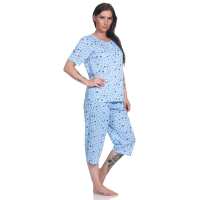 Damen Sommer Pyjama 2 teilig Schlafanzug 3/4 Hose; M L XL 2XL