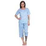Damen Sommer Pyjama 2 teilig Schlafanzug 3/4 Hose; M L XL 2XL