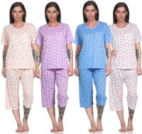 Damen Pyjama 3/4 Hose & Shirt Schlafanzug Hausanzug...