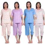 Damen Pyjama 3/4 Hose & Shirt Schlafanzug Hausanzug...