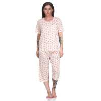 Damen Pyjama 3/4 Hose & Shirt Schlafanzug Hausanzug...