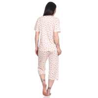 Damen Pyjama 3/4 Hose & Shirt Schlafanzug Hausanzug Sommer;  Aprikose/XL/42