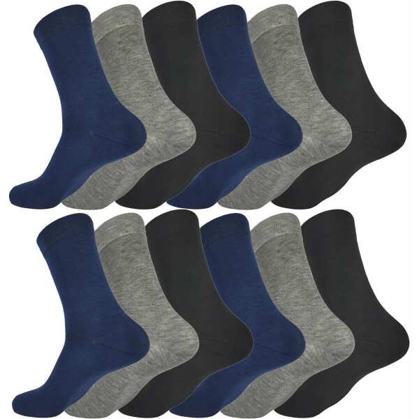 12 Paar Herren Socken ohne Muster klassischer Form Freizeit Anzug Business, 12 Paar, Mix10/43-46