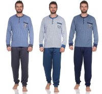 Herren Pyjama Winter Schlafhose und Shirt Baumwolle; S M...