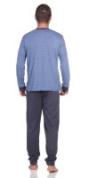 Herren Pyjama Winter Schlafhose und Shirt Baumwolle;  Blau/M