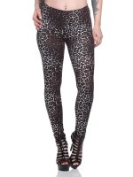 Damen Basic Leggings,  Leo-Schwarz/L/40