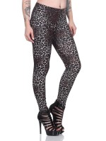 Damen Basic Leggings,  Leo-Schwarz/L/40
