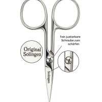 3-teiliges Solingen Maniküre Set mit Leder Etui, Nagelschere, Feile, Pinzette, Made in Germany