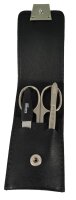 3-teiliges Solingen Maniküre Set mit Leder Etui, Nagelschere, Feile, Pinzette, Made in Germany
