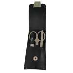 3-teiliges Solingen Maniküre Set mit Leder Etui, Nagelschere, Feile, Pinzette, Made in Germany
