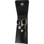 3-teiliges Solingen Maniküre Set mit Leder Etui, Nagelschere, Feile, Pinzette, Made in Germany