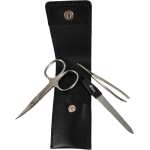 3-teiliges Solingen Maniküre Set mit Leder Etui, Nagelschere, Feile, Pinzette, Made in Germany