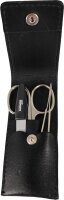 3-teiliges Solingen Maniküre Set mit Leder Etui, Nagelschere, Feile, Pinzette, Made in Germany