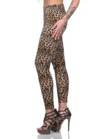Damen Basic Leggings, Leo1-Beige/M/38