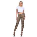 Damen Leggings Leo Zebra Print Stretch Slim Fit,  Leo1-Beige L/40