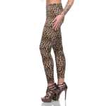 Damen Leggings Leo Zebra Print Stretch Slim Fit,  Leo1-Beige L/40