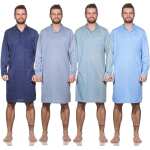 Herren Nachthemd langarm Sleepshirt mit Kragen; Gr. M L XL 2XL