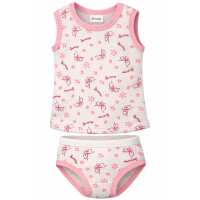 4-teilig Mädchen-Unterwäsche-Set Unterhemden Slips Baumwolle; Weiß/Rosa/98/104