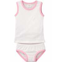 4-teilig Mädchen-Unterwäsche-Set Unterhemden Slips Baumwolle; Weiß/Rosa/98/104