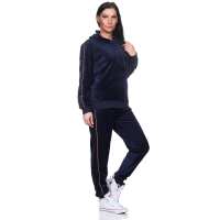 Damen Jogginganzug Nicki-Anzug mit Kapuzen hoodie: Dunkelblau/M
