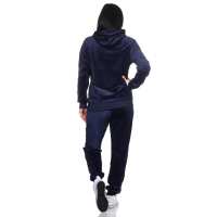 Damen Jogginganzug Nicki-Anzug mit Kapuzen hoodie: Dunkelblau/M