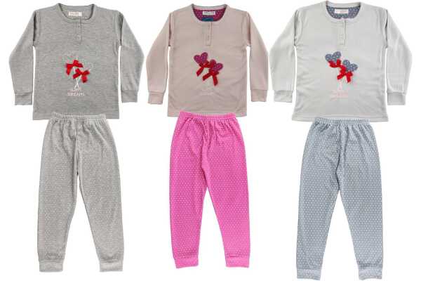 Mädchen Kinder Pyjama langarm Winter zweiteiliger Schlafanzug