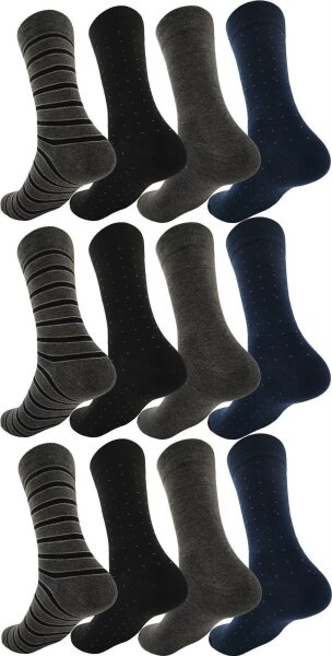 12 Paar Herren Socken Muster klassischer Form Freizeit Sport Mix2/43-46