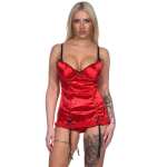 Damen kurzes Negligé mit Cups Nachtkleid Spitze mit String; Gr. 36 38 40 42
