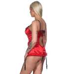 Damen kurzes Negligé mit Cups Nachtkleid Spitze mit String; Gr. 36 38 40 42