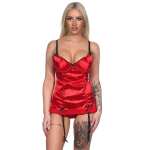 Damen kurzes Negligé mit Cups Nachtkleid Spitze mit String; Gr. 36 38 40 42