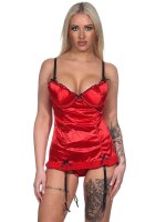 Damen kurzes Negligé mit Cups Nachtkleid Spitze mit String; Gr. 36 38 40 42