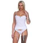Damen Corsagen Top Set mit String & Strapsen – Verführerische Spitze Dessous Nachtwäsche 2-teilig